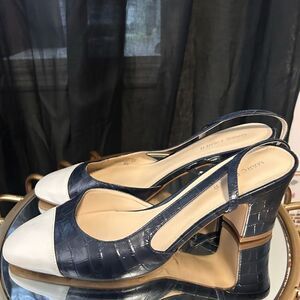Marc Fisher Laynie Croc Embossed Slingbacks